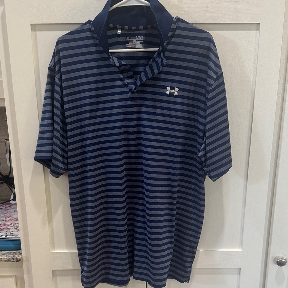 Under Armour Men's Blue Striped Polo